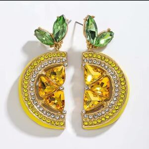 New Lemon Crystal & Glass Rhinestone Earrings